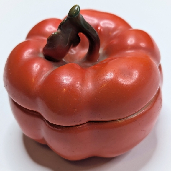 Antique 1910s Royal Bayreuth Porcelain Tomato/Pepper Trinket Box Collectible Red - Picture 7 of 10